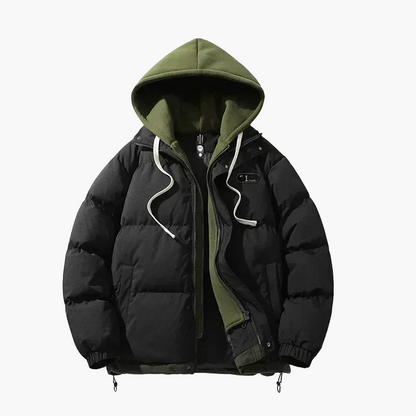 Herr Jacka Vinter Puffer Med Huva Avslappnad Urban Stil