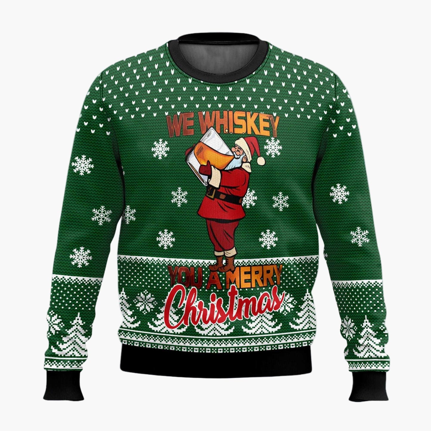 Herr Jultröja med Skräcktema – Rolig Ugly Christmas Sweater med Dödskalle och Tomteluva