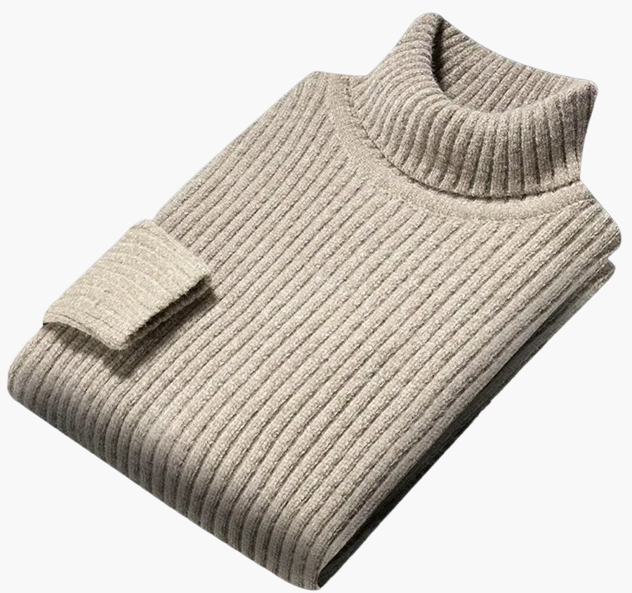 Herrstickad Tröja – Elegant Ribbad Rundhals, Klassisk Stil för Vardag och Fritid