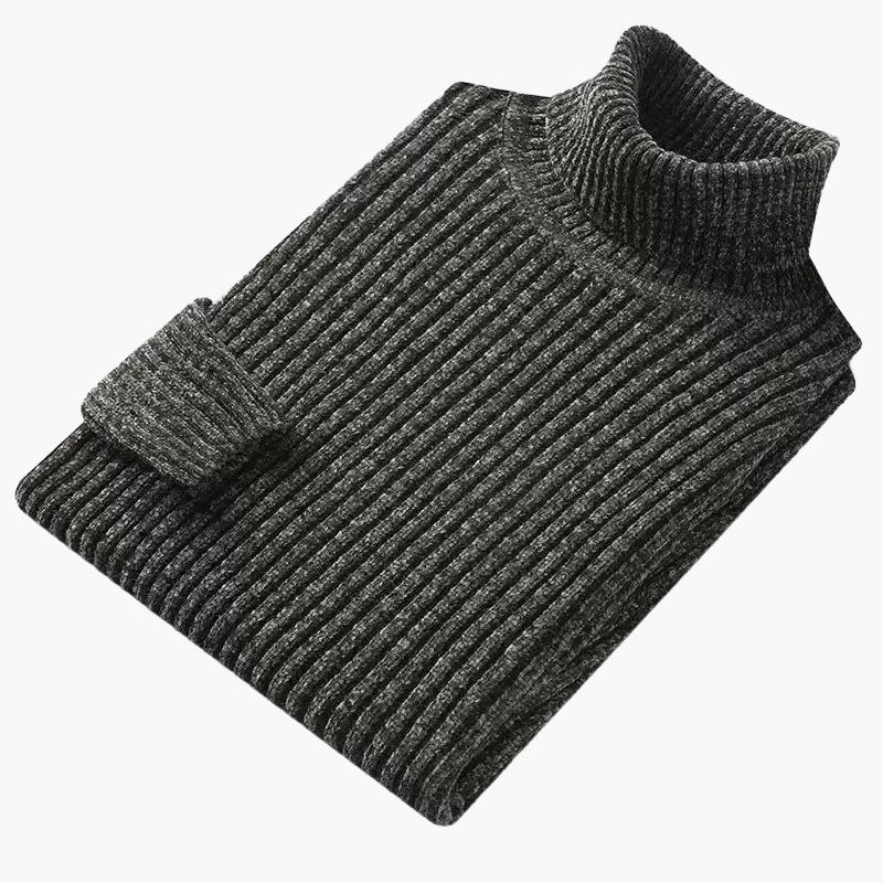 Herrstickad Tröja – Elegant Ribbad Rundhals, Klassisk Stil för Vardag och Fritid