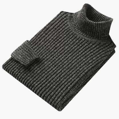 Herrstickad Tröja – Elegant Ribbad Rundhals, Klassisk Stil för Vardag och Fritid