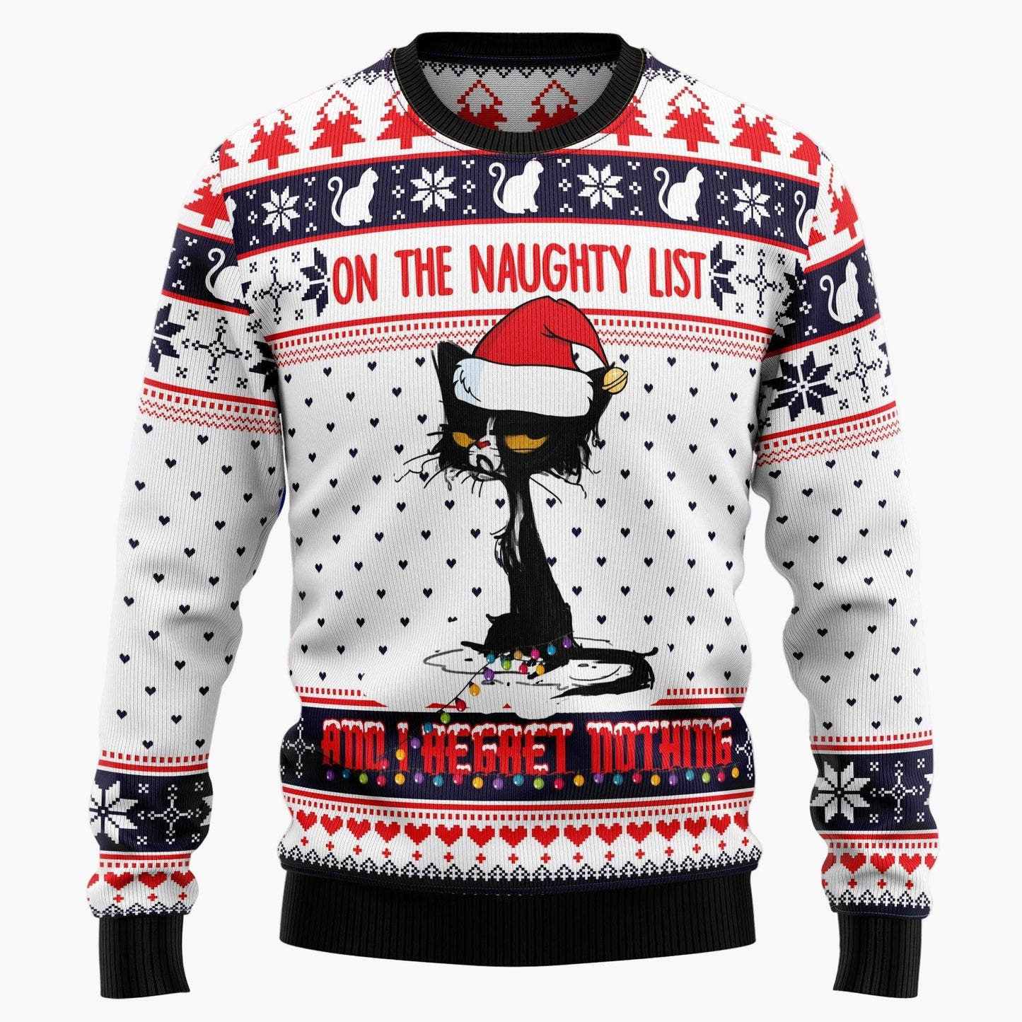 Herr Jultröja med Skräcktema – Rolig Ugly Christmas Sweater med Dödskalle och Tomteluva