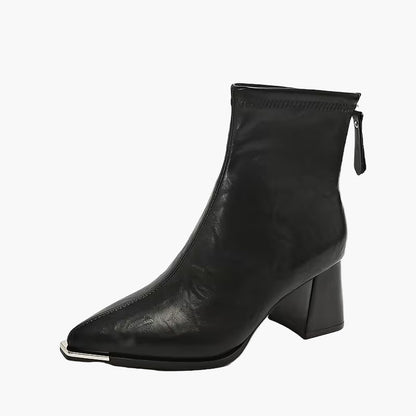 Damers eleganta ankelboots med blockklack – Perfekt för höst och vinter