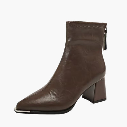 Damers eleganta ankelboots med blockklack – Perfekt för höst och vinter