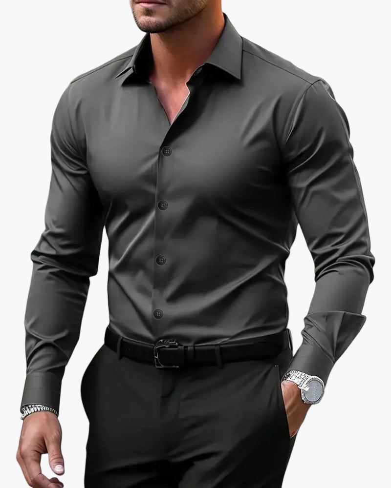 Herr Skjorta Slim Fit Långärmad Elegant Kontorsstil
