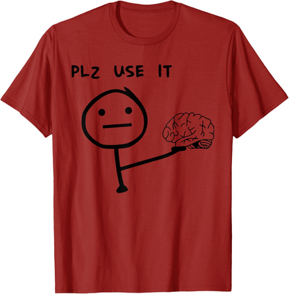 Herr T-shirt med rolig meme-tryck – Plz Use It – Avslappnad stil för vardagsbruk