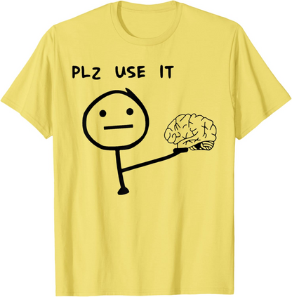 Herr T-shirt med rolig meme-tryck – Plz Use It – Avslappnad stil för vardagsbruk