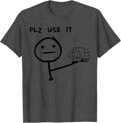 Herr T-shirt med rolig meme-tryck – Plz Use It – Avslappnad stil för vardagsbruk