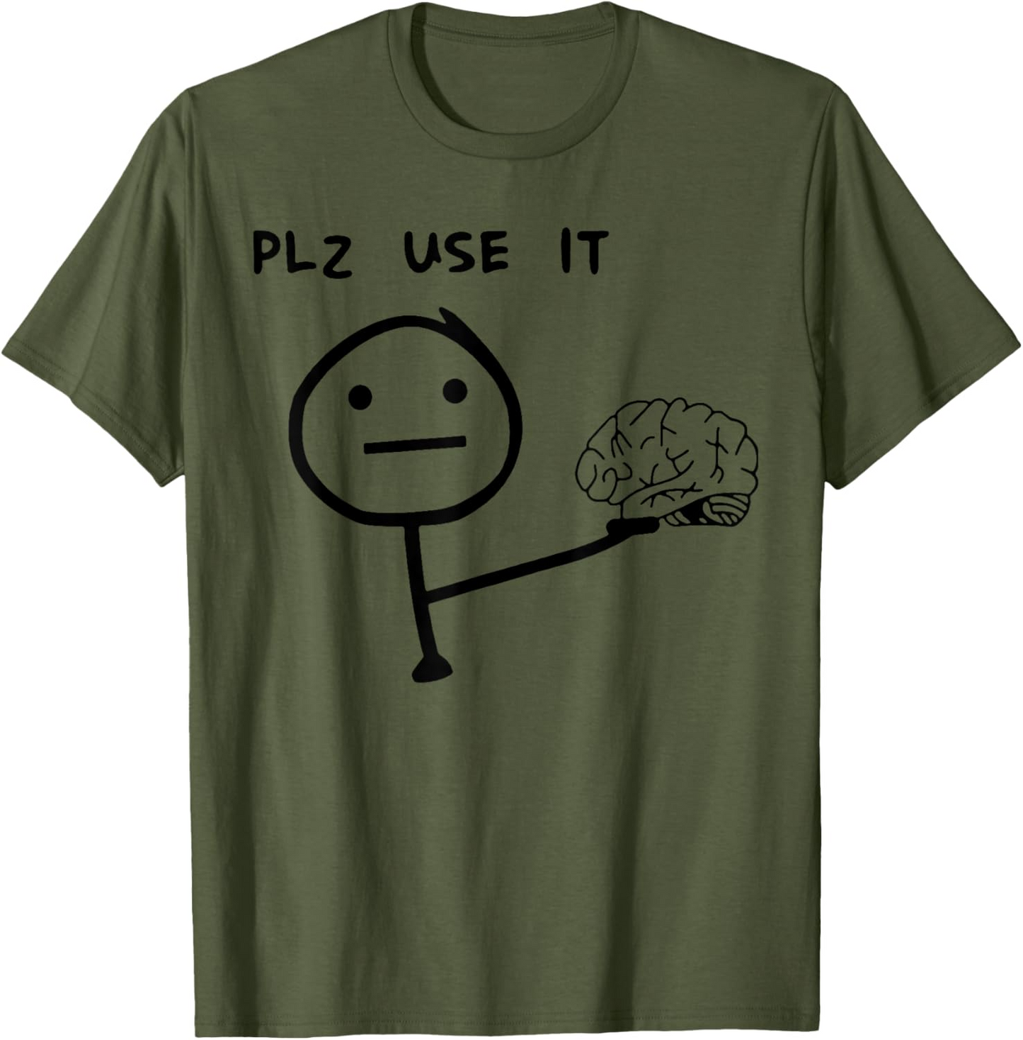 Herr T-shirt med rolig meme-tryck – Plz Use It – Avslappnad stil för vardagsbruk