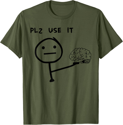 Herr T-shirt med rolig meme-tryck – Plz Use It – Avslappnad stil för vardagsbruk