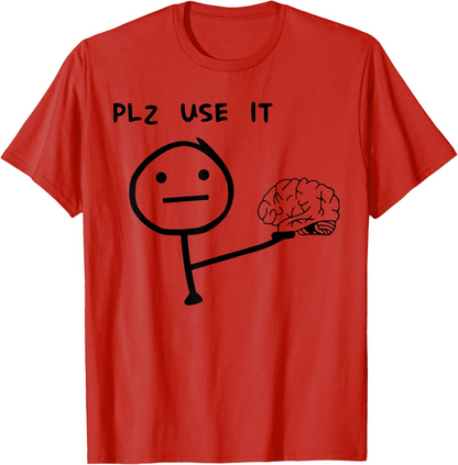 Herr T-shirt med rolig meme-tryck – Plz Use It – Avslappnad stil för vardagsbruk