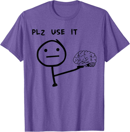 Herr T-shirt med rolig meme-tryck – Plz Use It – Avslappnad stil för vardagsbruk
