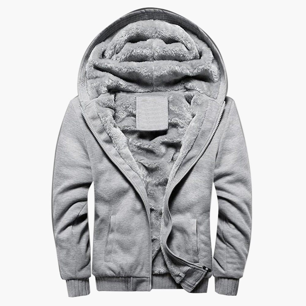 Herr Vinterjacka med Huva – Varm Fodrad Hoodie för Vardagsbruk