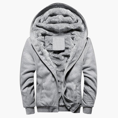 Herr Vinterjacka med Huva – Varm Fodrad Hoodie för Vardagsbruk