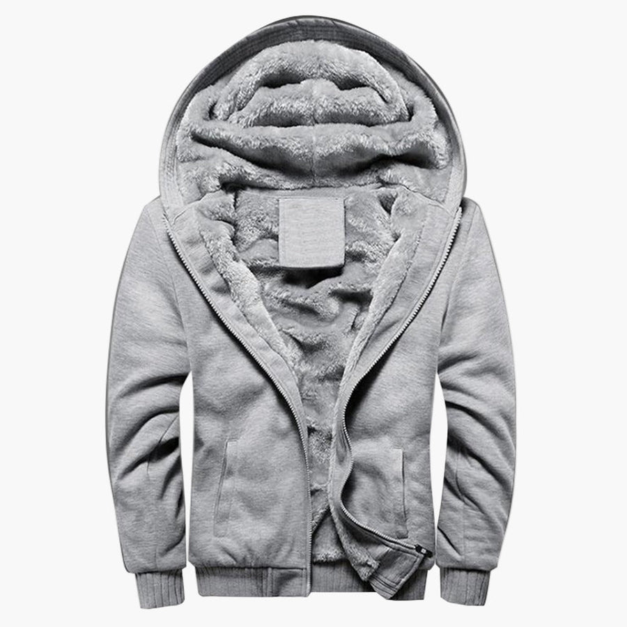Herr Vinterjacka med Huva – Varm Fodrad Hoodie för Vardagsbruk