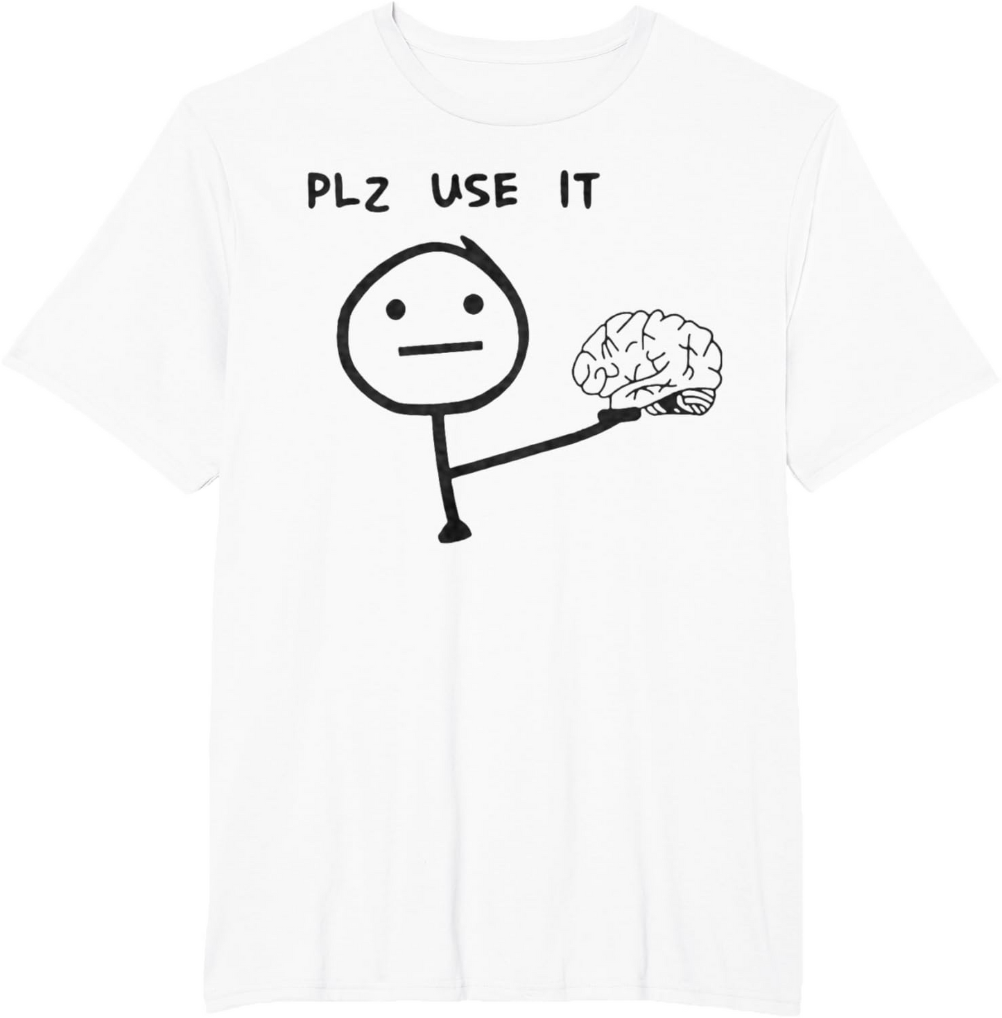 Herr T-shirt med rolig meme-tryck – Plz Use It – Avslappnad stil för vardagsbruk