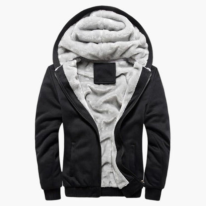 Herr Vinterjacka med Huva – Varm Fodrad Hoodie för Vardagsbruk