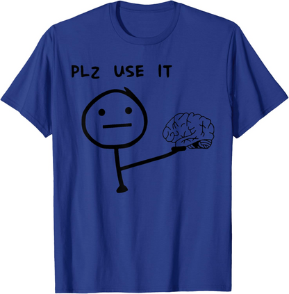 Herr T-shirt med rolig meme-tryck – Plz Use It – Avslappnad stil för vardagsbruk