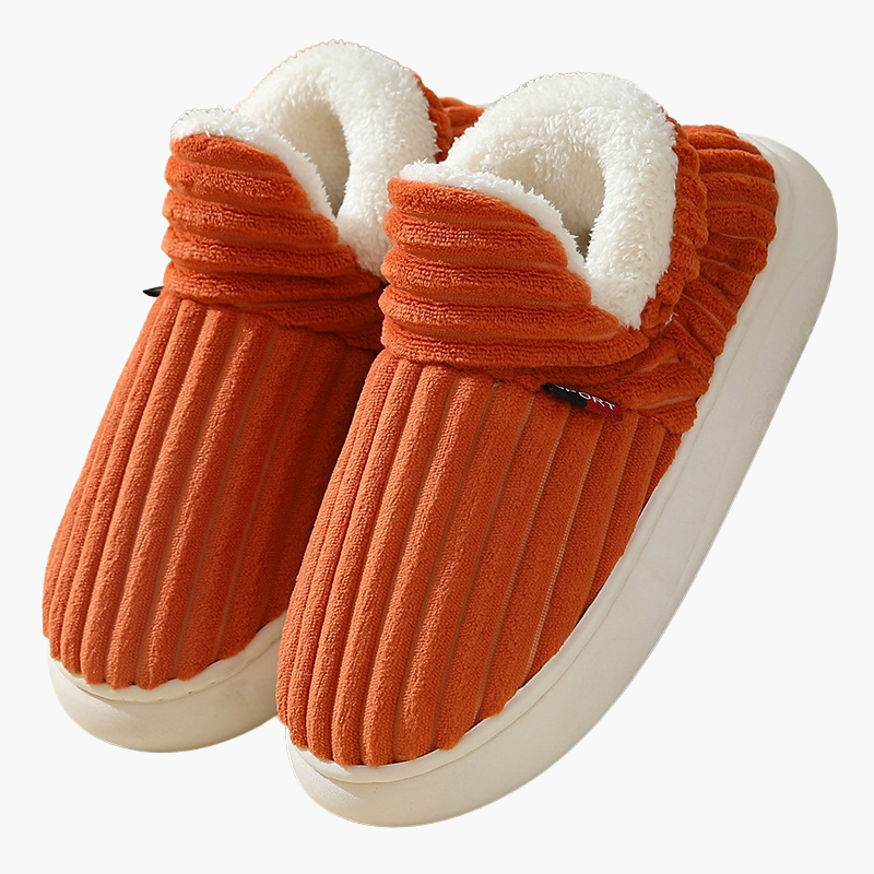 Vintertofflor Unisex – Mjuka och Värmande Inomhustofflor med Halkfri Sula och Randigt Mönster
