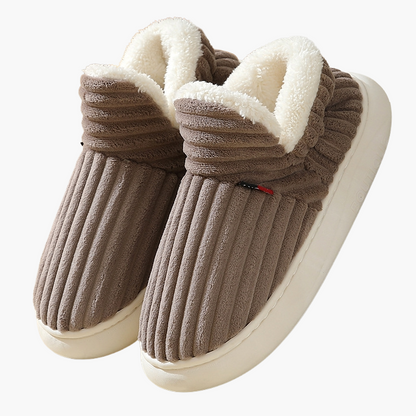 Vintertofflor Unisex – Mjuka och Värmande Inomhustofflor med Halkfri Sula och Randigt Mönster