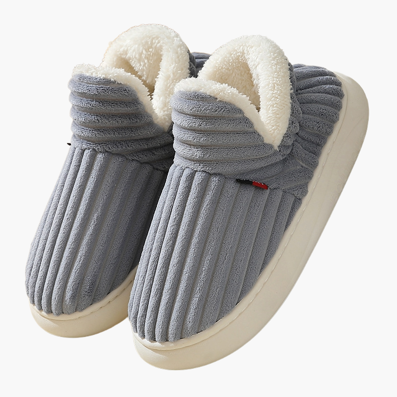 Vintertofflor Unisex – Mjuka och Värmande Inomhustofflor med Halkfri Sula och Randigt Mönster
