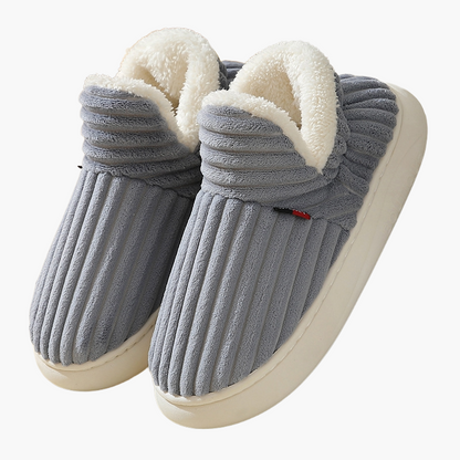 Vintertofflor Unisex – Mjuka och Värmande Inomhustofflor med Halkfri Sula och Randigt Mönster