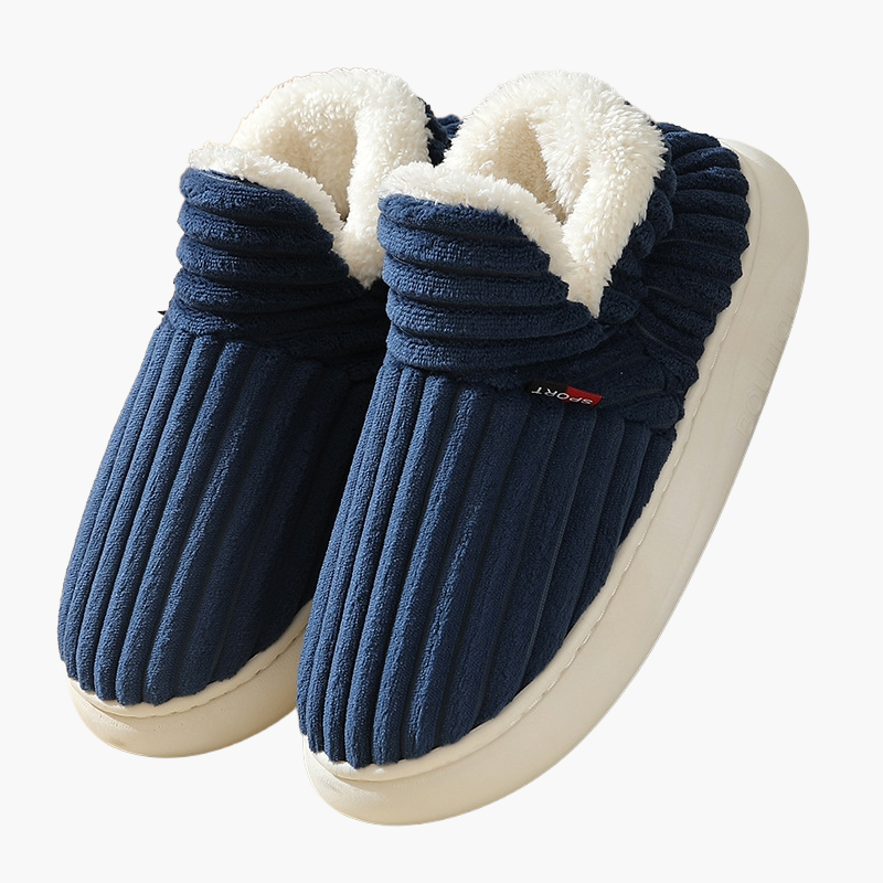 Vintertofflor Unisex – Mjuka och Värmande Inomhustofflor med Halkfri Sula och Randigt Mönster