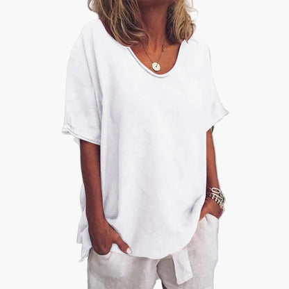 Dam Topp Ledig Vardagsstil – Klassisk Kortärmad Blus för Avslappnad Look