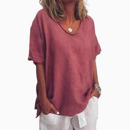 Dam Topp Ledig Vardagsstil – Klassisk Kortärmad Blus för Avslappnad Look