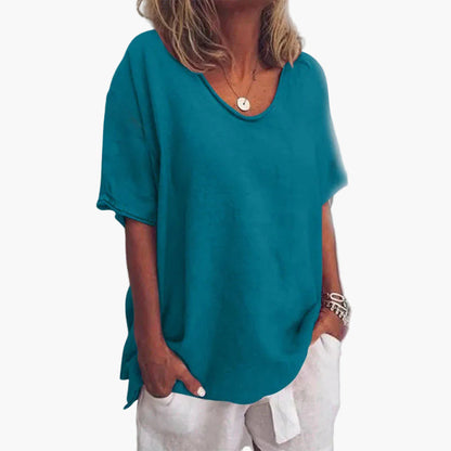 Dam Topp Ledig Vardagsstil – Klassisk Kortärmad Blus för Avslappnad Look