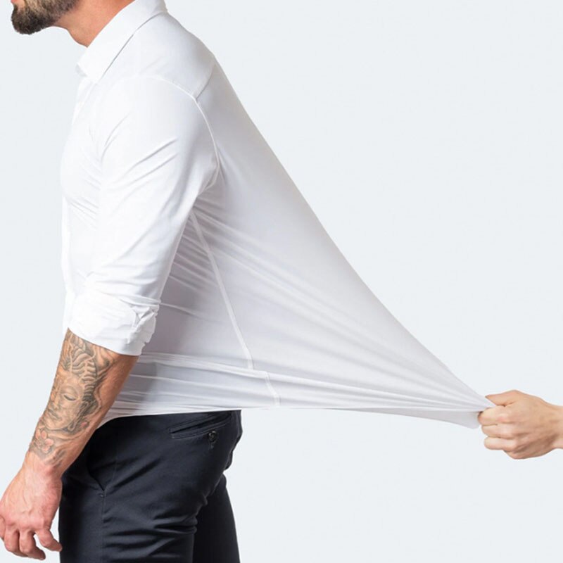Herrskjorta – Elegant Slim Fit Business och Casual Skjorta med Lång Ärmar