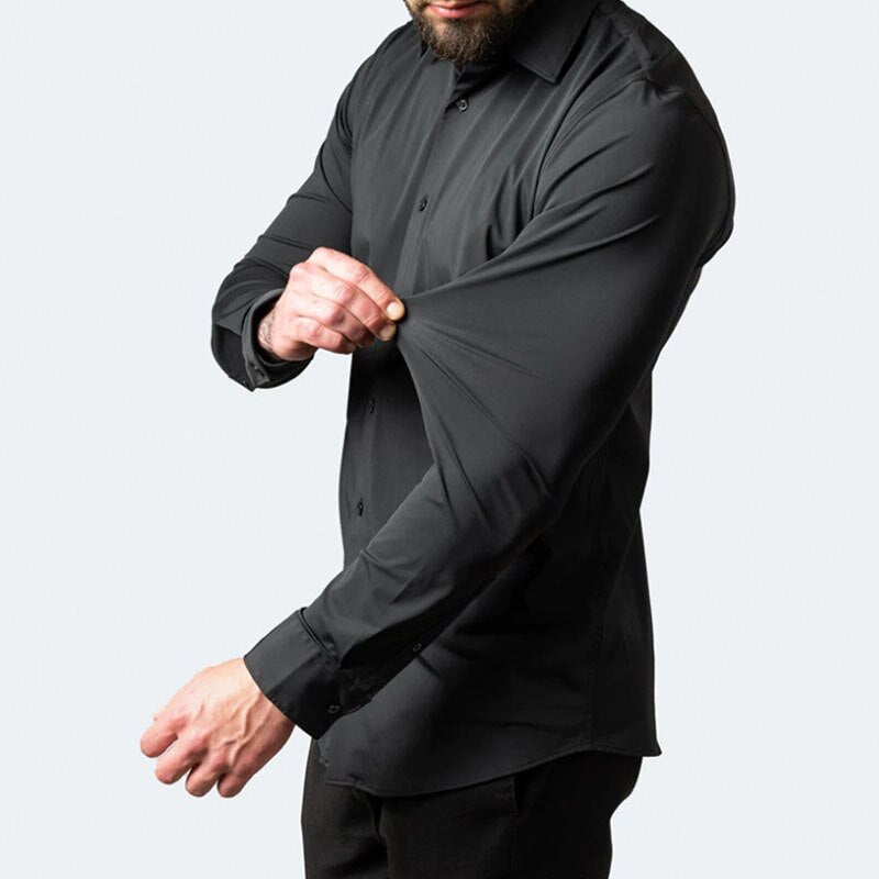 Herrskjorta – Elegant Slim Fit Business och Casual Skjorta med Lång Ärmar