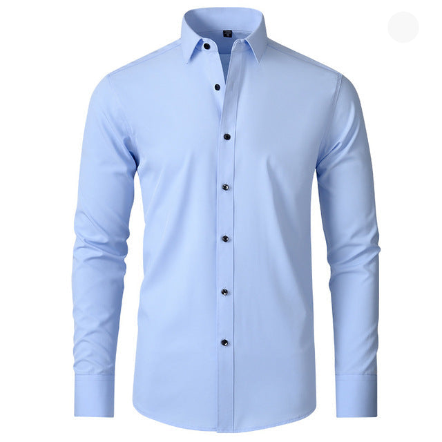 Herrskjorta – Elegant Slim Fit Business och Casual Skjorta med Lång Ärmar