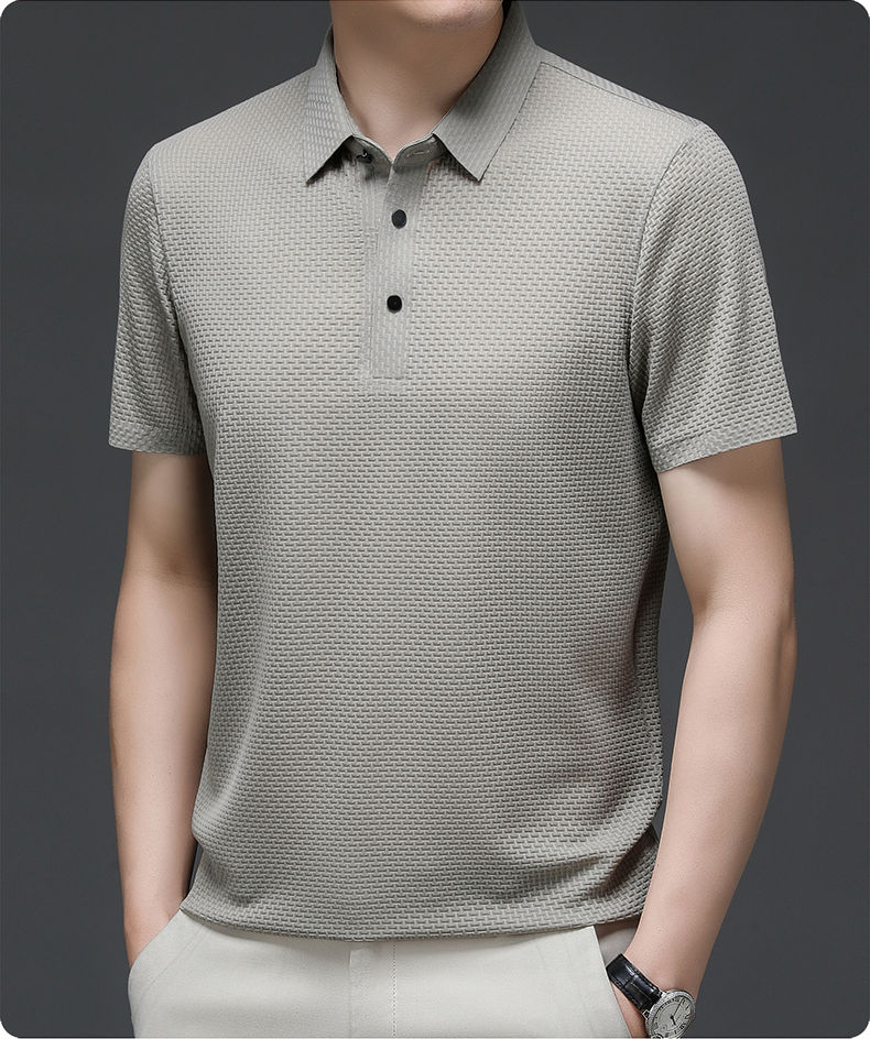 Herr Pikétröja Elegant Textur – Perfekt för Sommar och Fritid