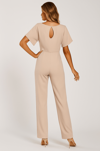Dam Jumpsuit med Knytband i Midjan – Elegant och Mångsidig Fest- och Vardagsoutfit
