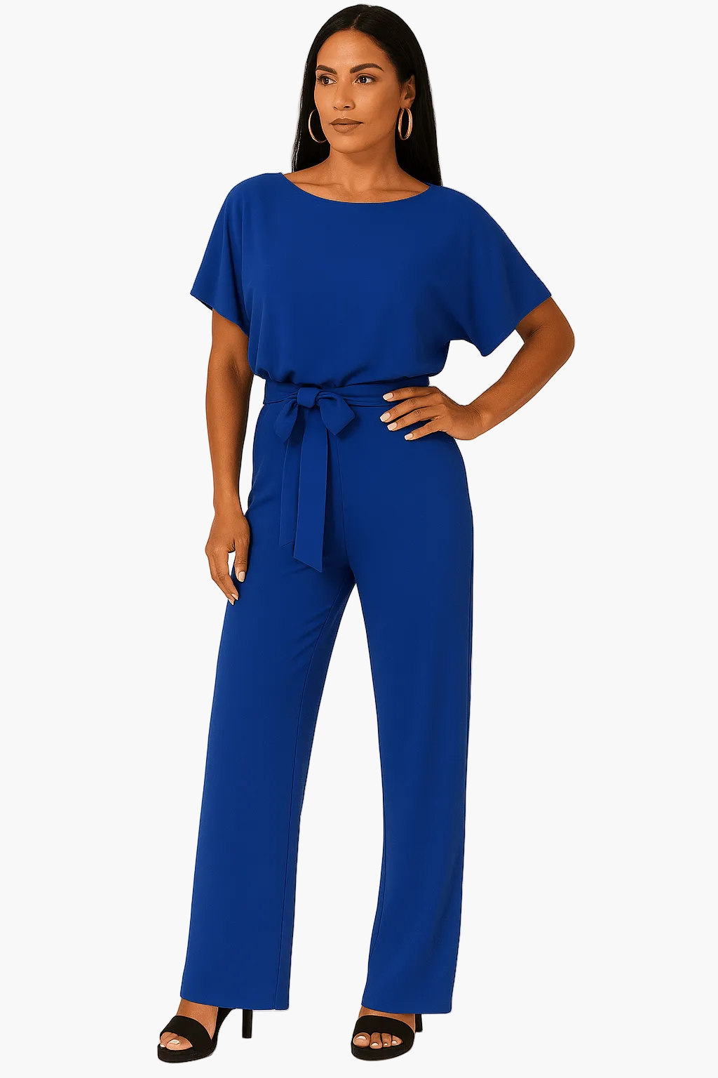 Dam Jumpsuit med Knytband i Midjan – Elegant och Mångsidig Fest- och Vardagsoutfit