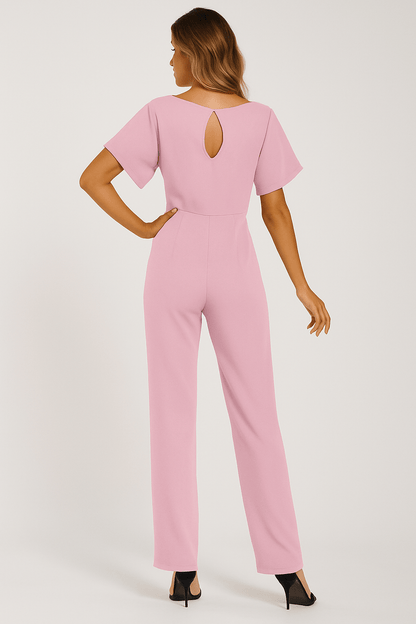 Dam Jumpsuit med Knytband i Midjan – Elegant och Mångsidig Fest- och Vardagsoutfit