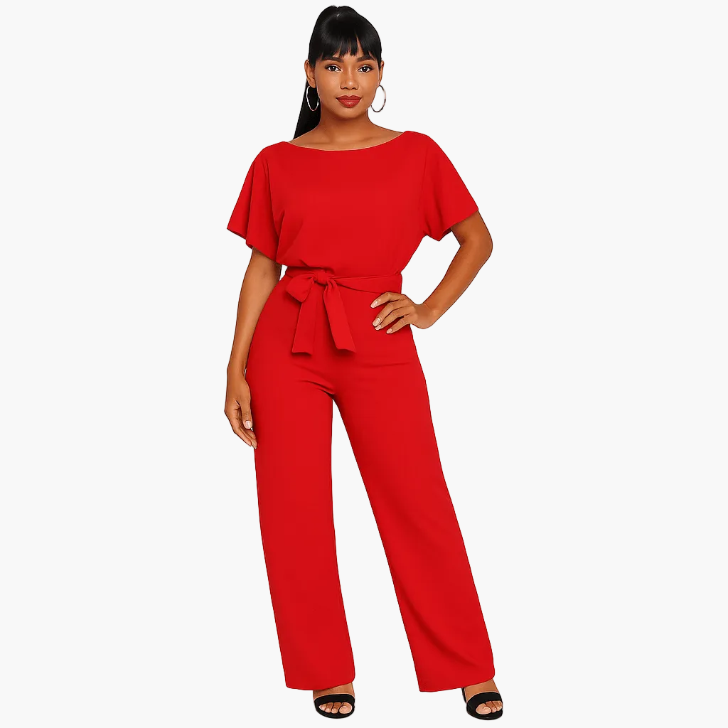 Dam Jumpsuit med Knytband i Midjan – Elegant och Mångsidig Fest- och Vardagsoutfit