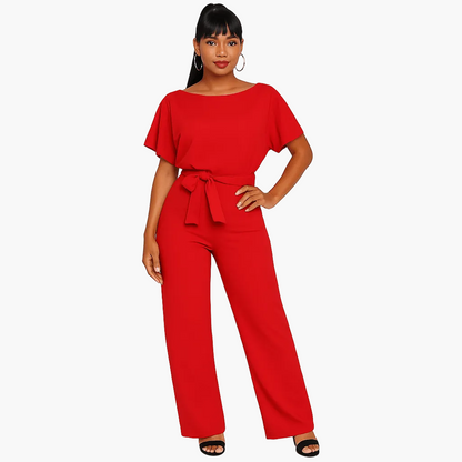 Dam Jumpsuit med Knytband i Midjan – Elegant och Mångsidig Fest- och Vardagsoutfit