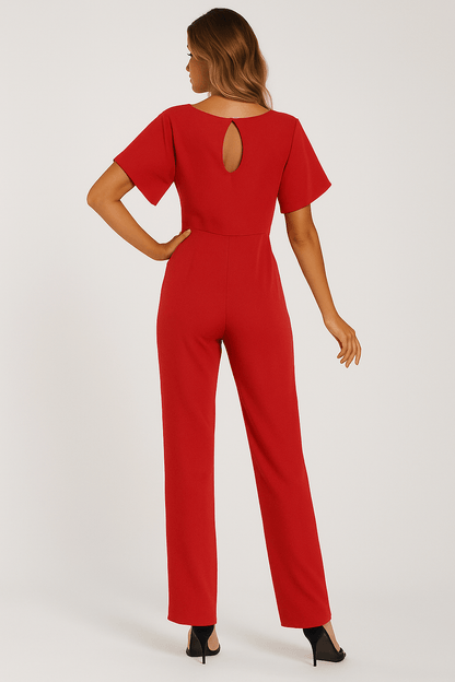 Dam Jumpsuit med Knytband i Midjan – Elegant och Mångsidig Fest- och Vardagsoutfit