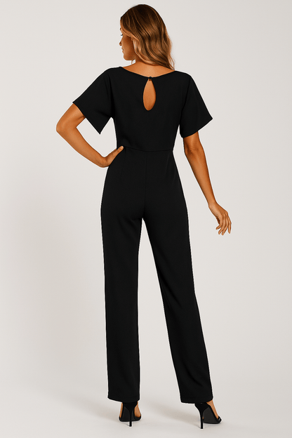 Dam Jumpsuit med Knytband i Midjan – Elegant och Mångsidig Fest- och Vardagsoutfit
