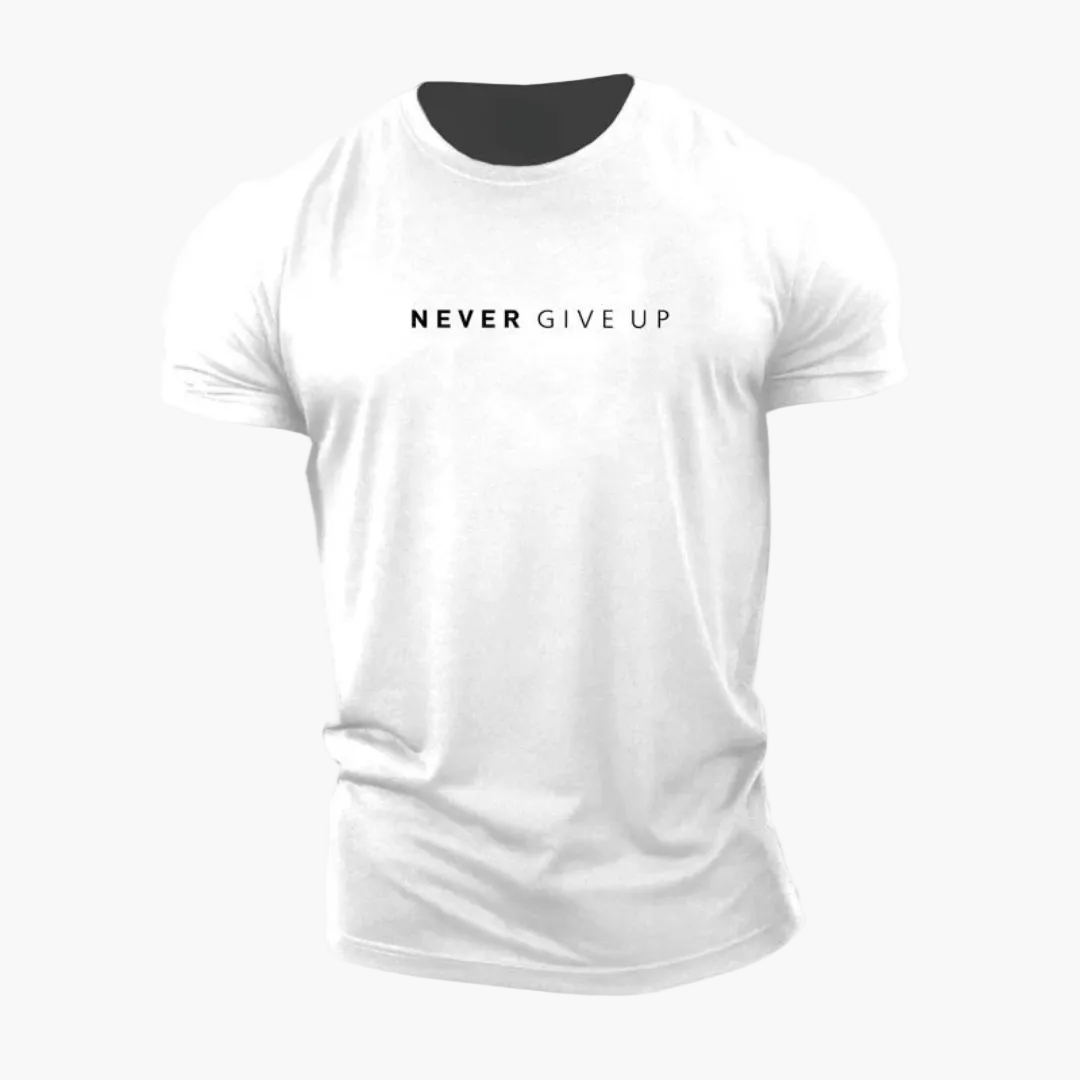 Herr T-shirt med tryck – Motiverande stil för träning och vardag