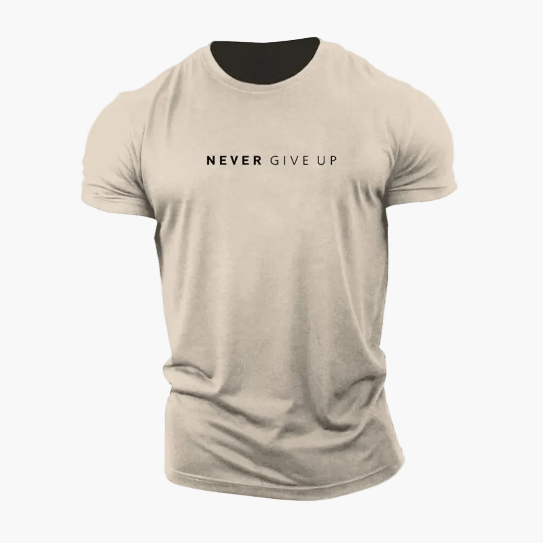 Herr T-shirt med tryck – Motiverande stil för träning och vardag