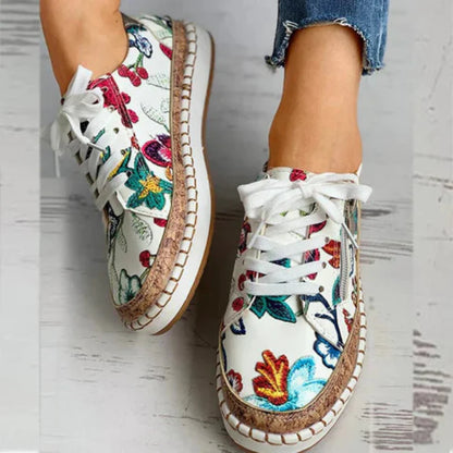 Dam Sneakers för kvinnor – Blommiga bekväma sneakers för vardag och promenad