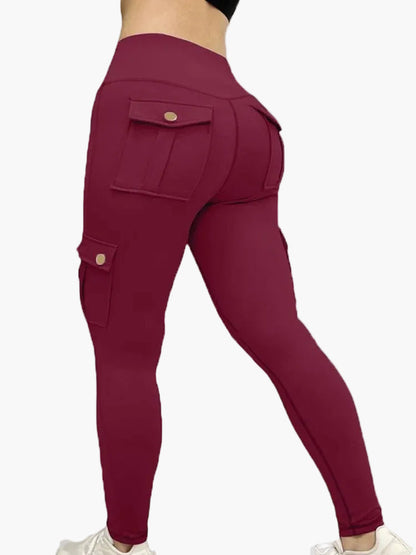 Dam Cargo Leggings med Fickor – Tränings- och Fritidsbyxa med Trendig Design