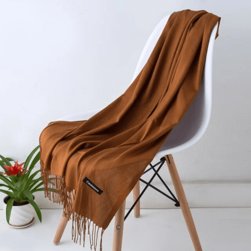 Unisex filt-scarf med fransar, enfärgad och mjuk