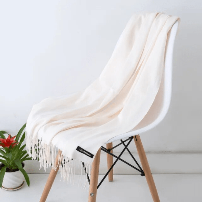 Unisex filt-scarf med fransar, enfärgad och mjuk