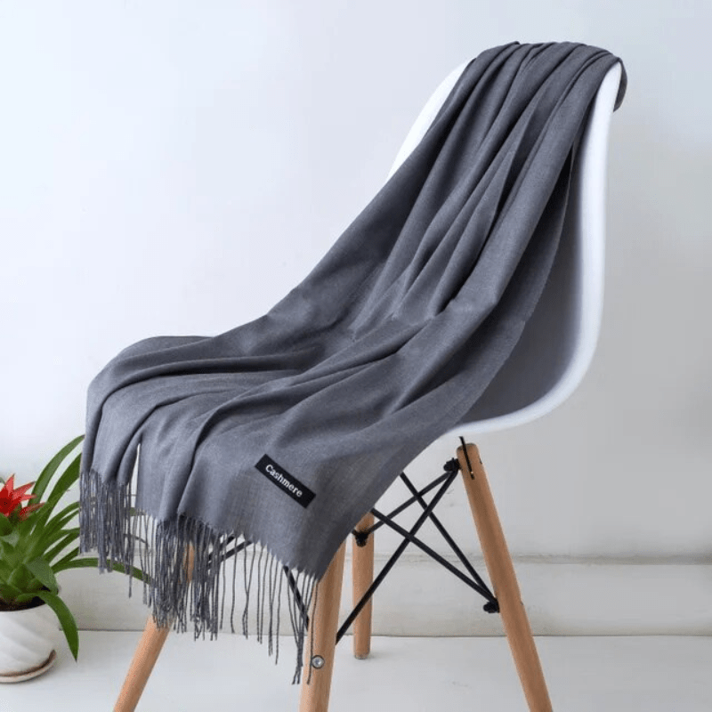 Unisex filt-scarf med fransar, enfärgad och mjuk