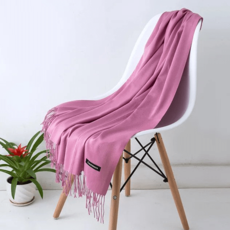 Unisex filt-scarf med fransar, enfärgad och mjuk