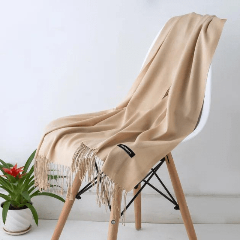 Unisex filt-scarf med fransar, enfärgad och mjuk
